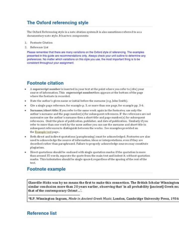 What is Oxford Reference style?